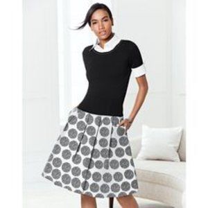 White House Black Market Circle Print Midi Skirt